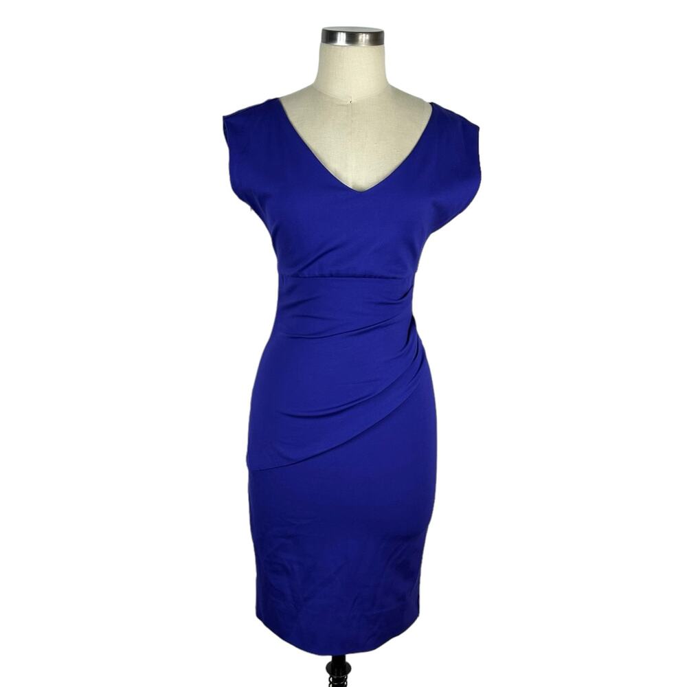 DIANE‎ VON FURSTENBERG DVF Vibrant Blue Bevin Ruched Sheath Mini Dress Size 4